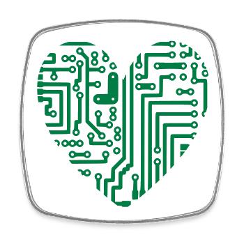 Computer Heart - Square fridge magnet - white - Front