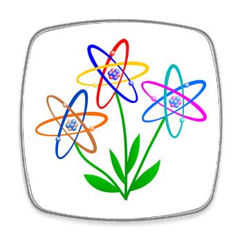 flower power, atom, atomic nucleus, flowers nuclear energy - Square fridge magnet - white - Front