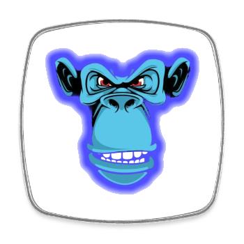 Blauer Affe - Viereckiger Kühlschrankmagnet - Weiß - Vorne