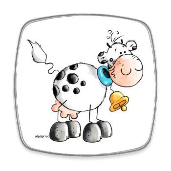 Erna - Kuh - Kühe - Milchkuh - Cartoon - Viereckiger Kühlschrankmagnet - Weiß - Vorne