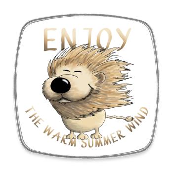 Enjoy - Drolly Lion - Magnet carré - blanc - Devant