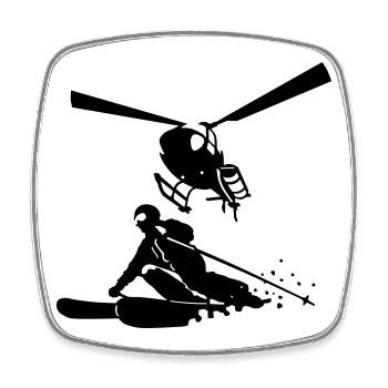 Heliskiing - Magnet carré - blanc - Devant
