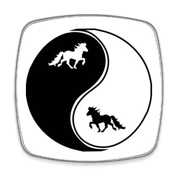 Islandpferde Yin Yang, Islandpferd Tölt, Islandländer - Magnet carré - blanc - Devant