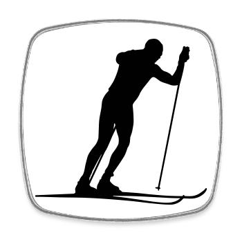 Ski de fond - Magnet carré - blanc - Devant