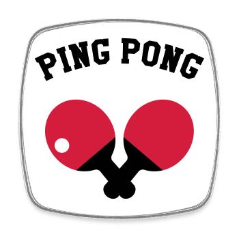 Ping Pong - Magnet carré - blanc - Devant