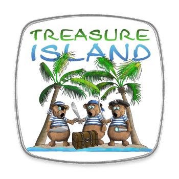 Treasure Island - Les pirates trouvent un trésor - Magnet carré - blanc - Devant