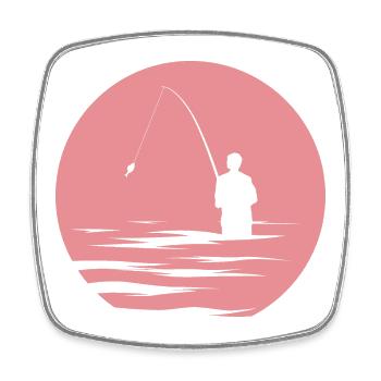 Pêcheur, Lac, Soleil Du Soir, Mer, Poisson, Symbole Nature - Magnet carré - blanc - Devant
