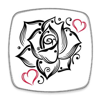 Rose coeur amour fleur fleur romantique - Magnet carré - blanc - Devant