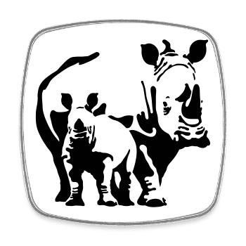 Nashorn - Viereckiger Kühlschrankmagnet - Weiß - Vorne