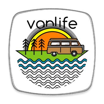camp camper camping natur Reisen Symbol icon van - Viereckiger Kühlschrankmagnet - Weiß - Vorne