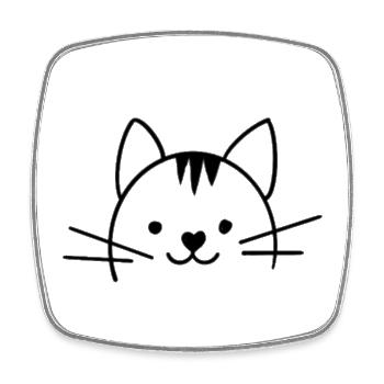 Illustration de tête de chat – Motif animal moderne - Magnet carré - blanc - Devant