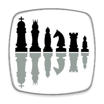 échecs - Magnet carré - blanc - Devant