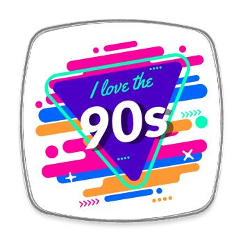 I Love The 90s Buntes 90er Jahre Design - Viereckiger Kühlschrankmagnet - Weiß - Vorne