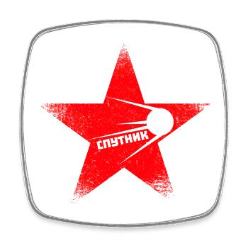 Etoile Rouge - Spoutnik - Magnet carré - blanc - Devant