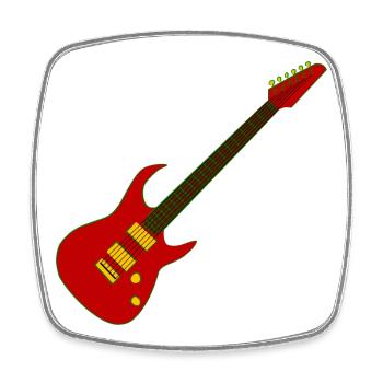 guitare - Magnet carré - blanc - Devant
