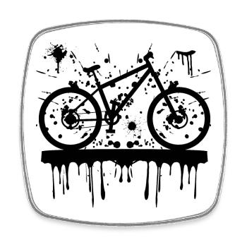 VTT avec des mouchetures et des chutes, Cyclisme - Magnet carré - blanc - Devant