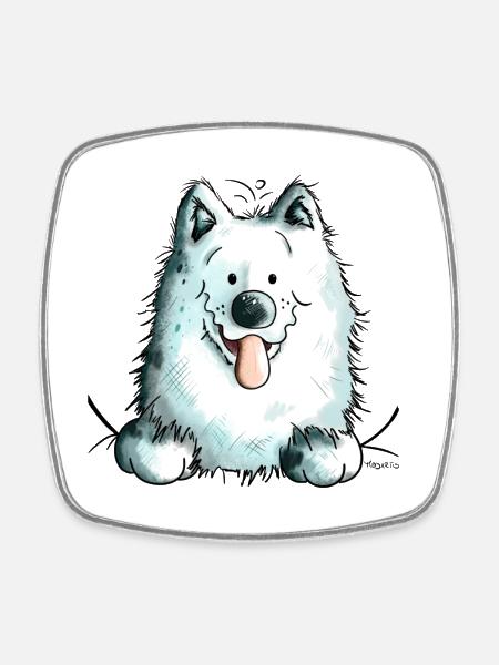 Cute Samoyed Dog - Samoyède - Magnet carré - blanc