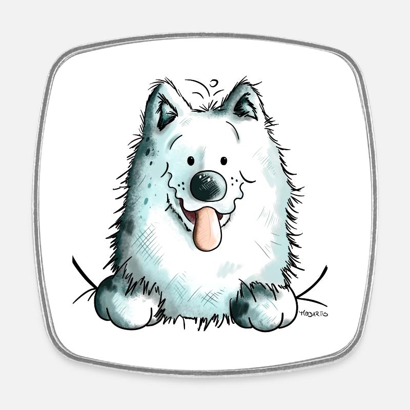 Cute Samoyed Dog - Samoyède - Magnet carré - blanc