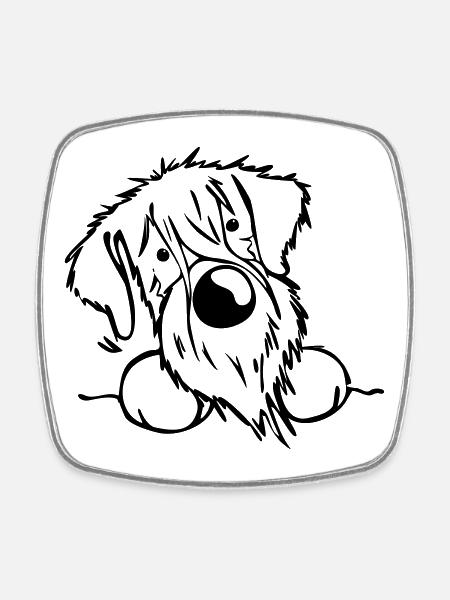 Schnauzer - Magnet carré - blanc