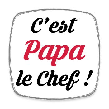 Papa / Fête des Pères / Pere / Cuisine Chef / Bébé - Square fridge magnet - white - Front