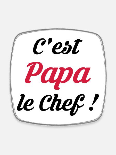 Papa / Fête des Pères / Pere / Cuisine Chef / Bébé - Square fridge magnet - white