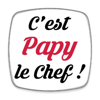 Papy / Grand Pere / Naissance / Bébé Cuisine Chef - Magnet carré - blanc - Devant