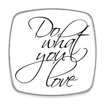 Schwarz-Weiß-Affirmation: Do what you love - Viereckiger Kühlschrankmagnet - Weiß - Vorne