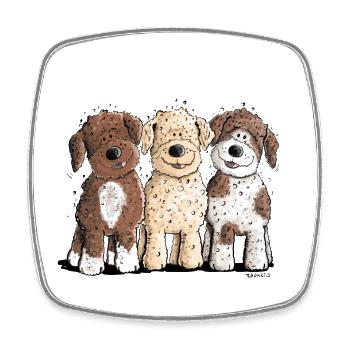 Lagotto Romagnolo Team I chien de dessin animé chien d'eau - Magnet carré - blanc - Devant