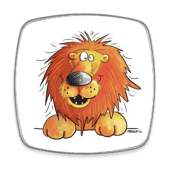 Funny lion i lion head comic i illustration - Square fridge magnet - white - Front