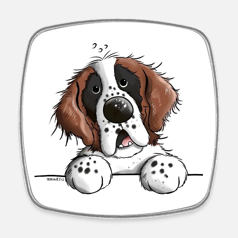 Mignon Saint Bernard - Magnet carré - blanc