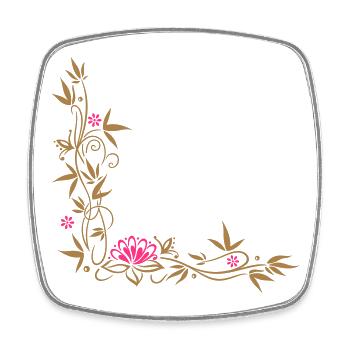 Bambus mit Lotusblüte und kleinen Blüten. - Viereckiger Kühlschrankmagnet - Weiß - Vorne