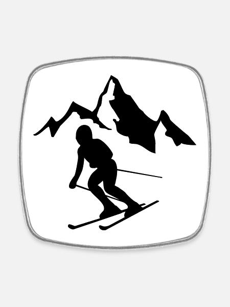 ski - Magnet carré - blanc