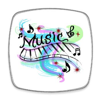 musique - Magnet carré - blanc - Devant
