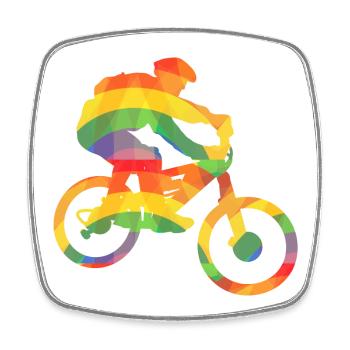 Farbiger Biker / Bunter Mountainbiker - Viereckiger Kühlschrankmagnet - Weiß - Vorne