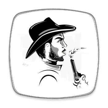 Cowboy Western Bandit Symbol Comic Wild - Square fridge magnet - white - Front
