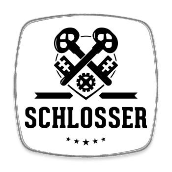 Schlosser Zunftzeichen mit Schriftzug - Viereckiger Kühlschrankmagnet - Weiß - Vorne