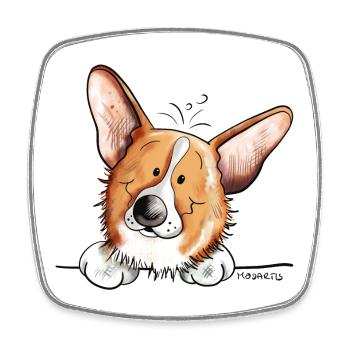 Cute Welsh Corgi Cardigan - Dog - Puppy - Pets - Square fridge magnet - white - Front