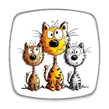 Trois meilleurs amis - Chat - Chats - Cadeau - Magnet carré - blanc - Devant