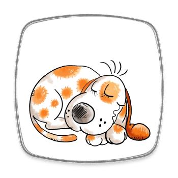 Sleeping brown spotted dog - dogs - gift - cartoon - Square fridge magnet - white - Front