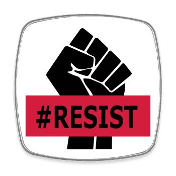 Hashtag Resist - Raised Fist - Black Power - Square fridge magnet - white - Front
