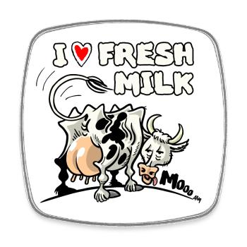 milk cow - Square fridge magnet - white - Front