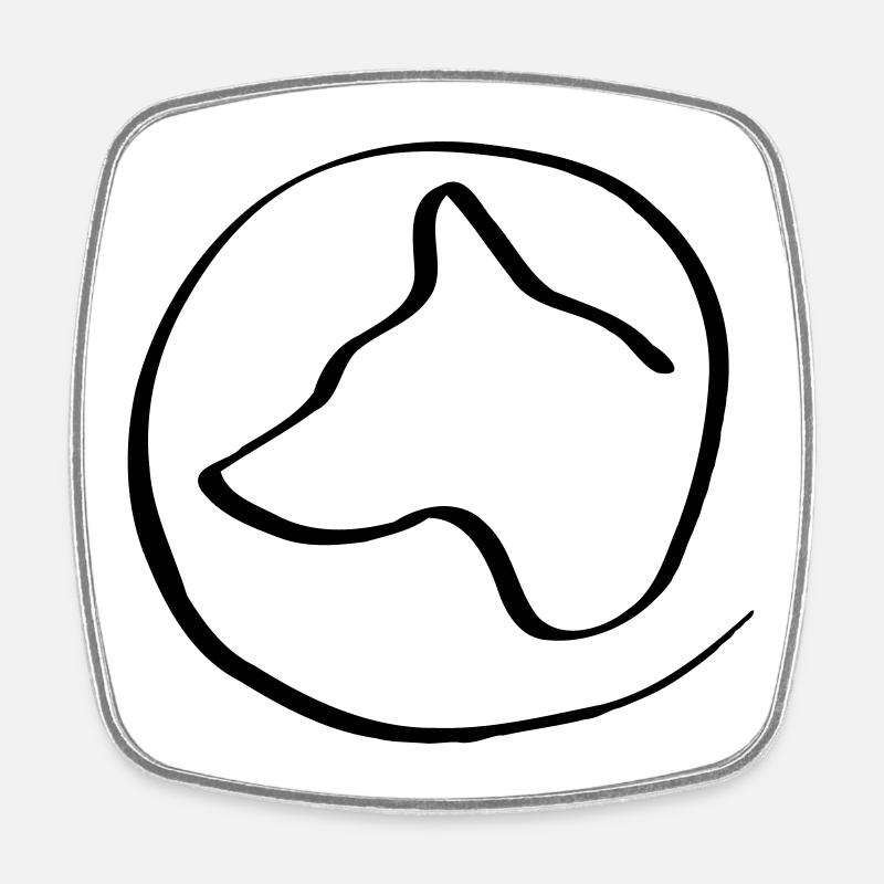 Tête de chien dans le cercle - Magnet carré - blanc