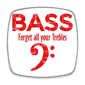 BASS Forget all your trebles (Vintage/Red) - Square fridge magnet - white - Front