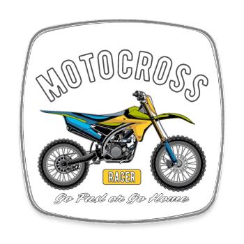 Motocross Racer! - Viereckiger Kühlschrankmagnet - Weiß - Vorne