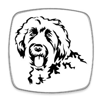 Labradoodle head - Square fridge magnet - white - Front