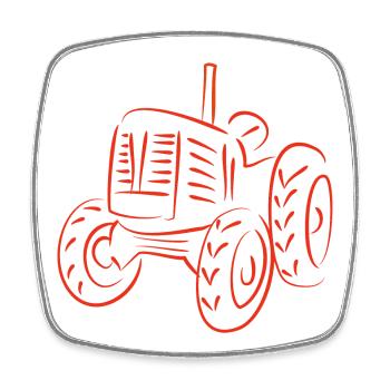 Rustikaler Traktor Silhouetten-Design - Viereckiger Kühlschrankmagnet - Weiß - Vorne