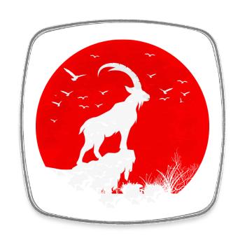 Roter Mond und Steinbock - Viereckiger Kühlschrankmagnet - Weiß - Vorne