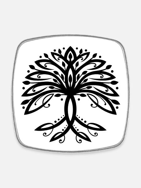 Arbre de vie Yggdrasil Frêne mondial - Magnet carré - blanc