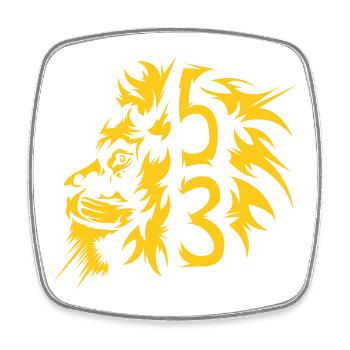 Football Animaux Lions de Dresde 53 - Magnet carré - blanc - Devant