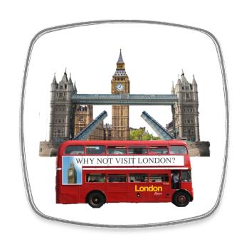 London Landmarks Collage - Square fridge magnet - white - Front